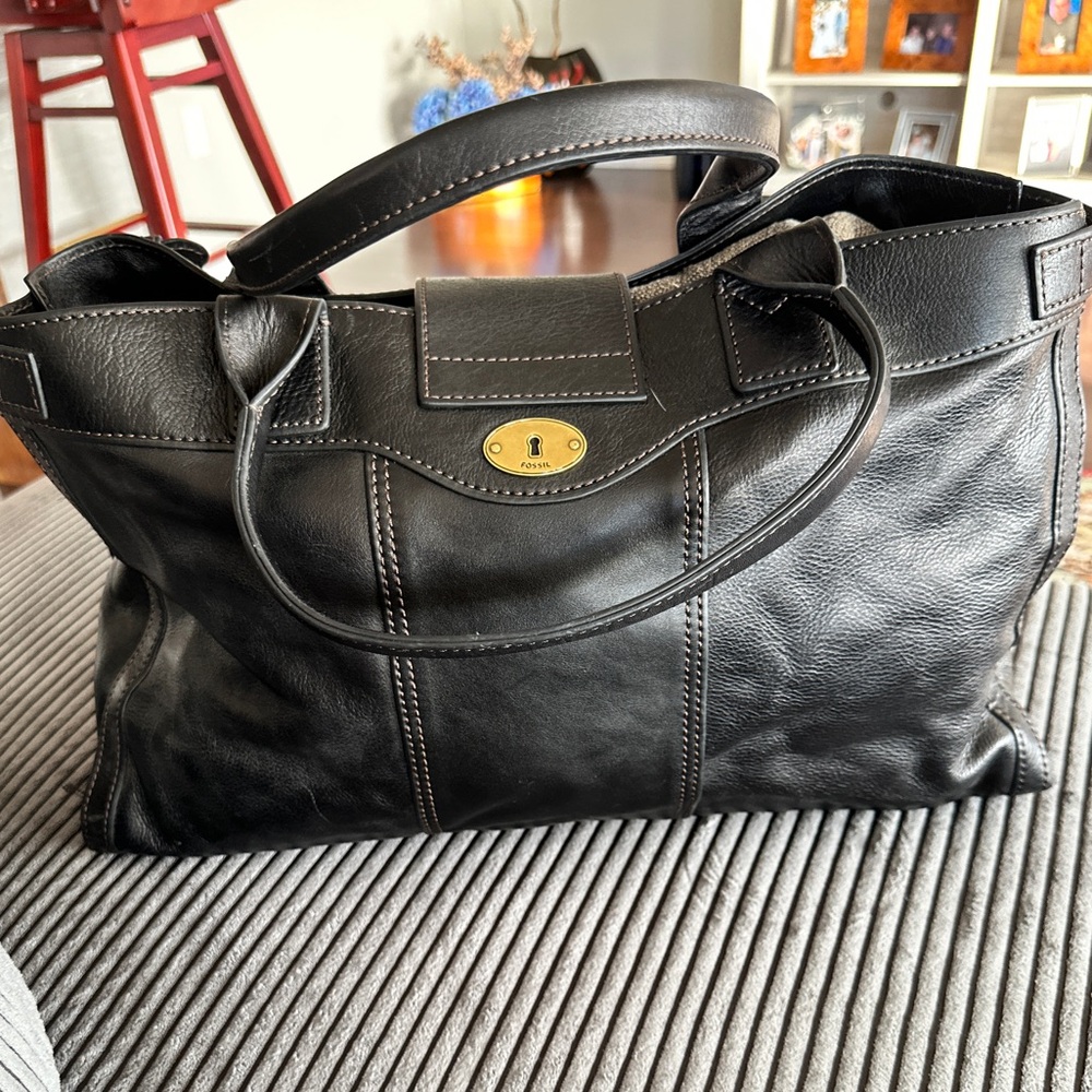 Fossil Vintage Reissu Black Leather Weekender - Picture 6 of 15